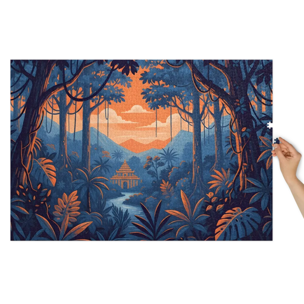Jungle Pagoda Sunset | Jigsaw Puzzles