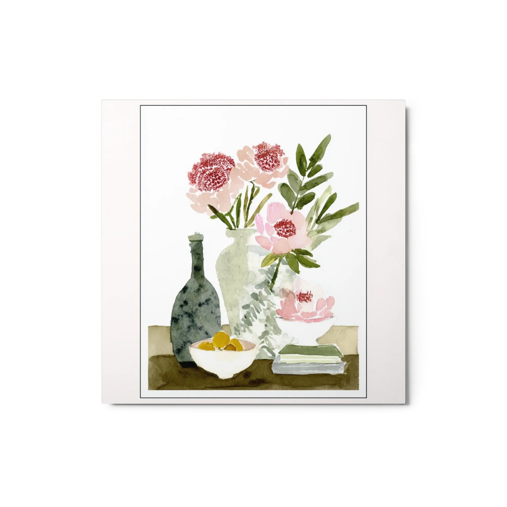 Peonies and Glass Bottle