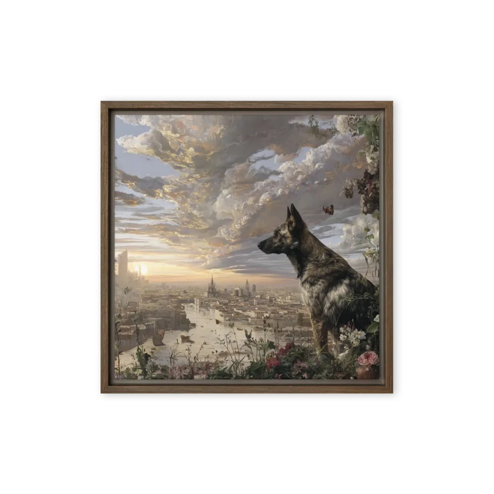 The Sentinel's Sunset 
 Poster with Red oak Frame | 16″x 16″