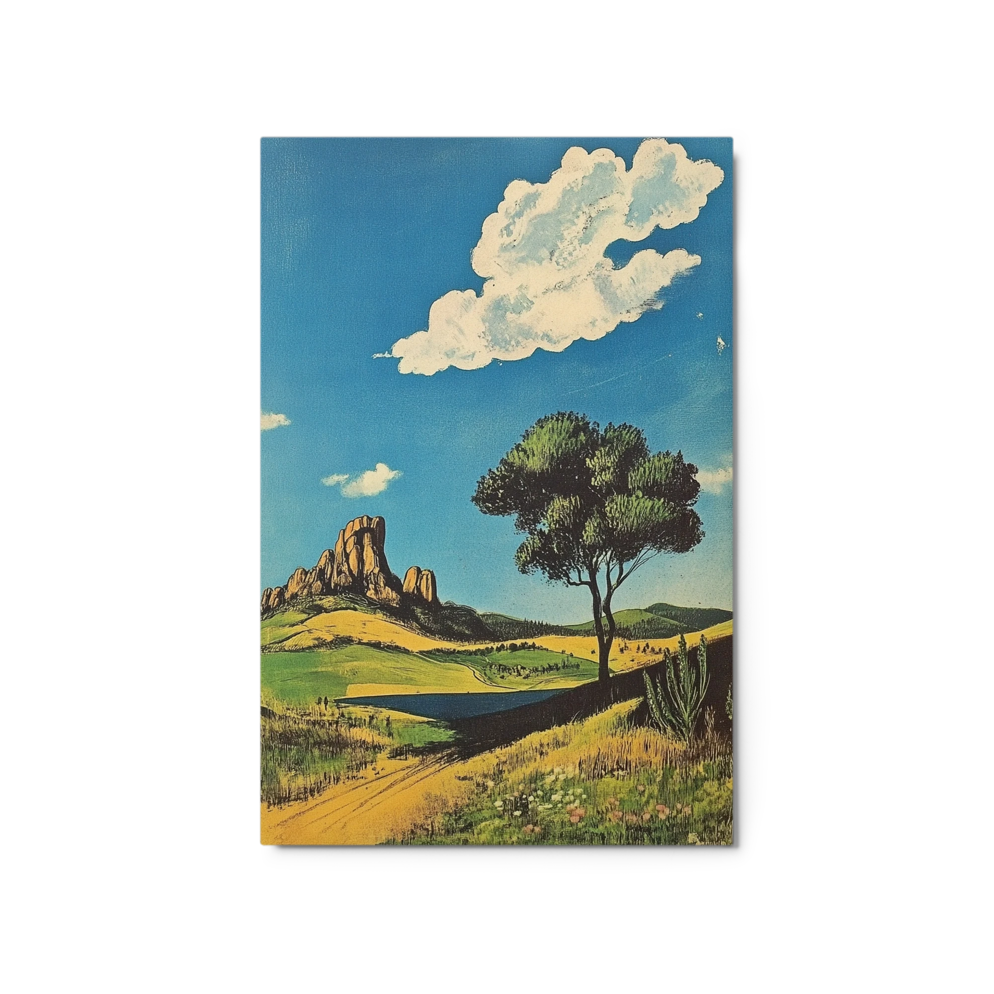 Serene Landscape with Tree and Mountains