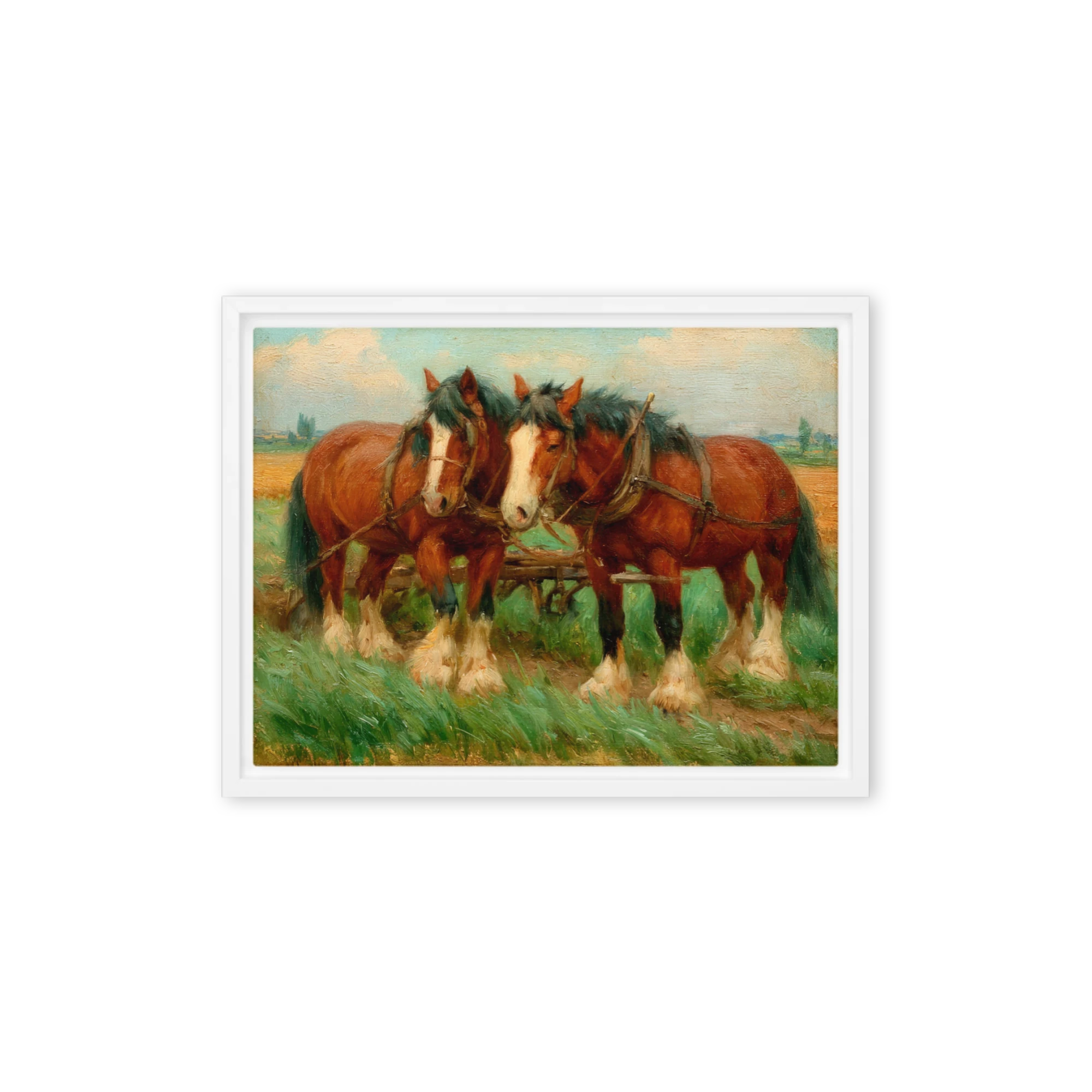 Two Draft Horses at Work | Art Print