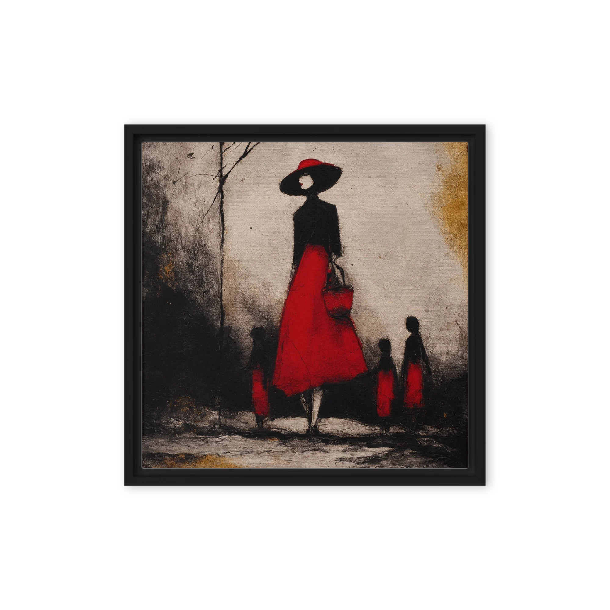 Mother and Children in Red