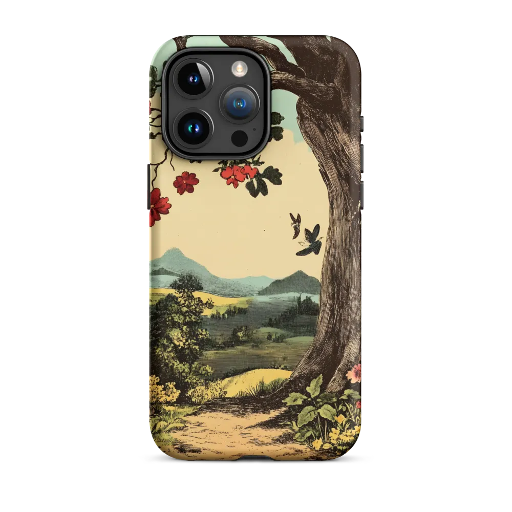 Vintage Landscape with Tree and Flowers | Phone Case