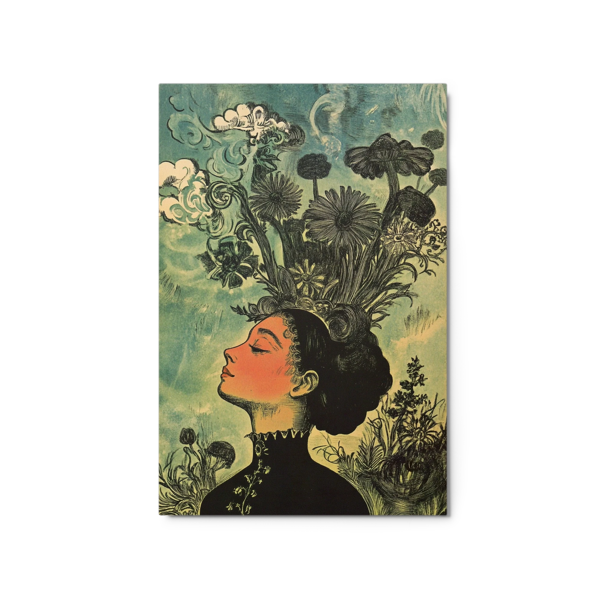 Surreal Woman with Floral Elements
