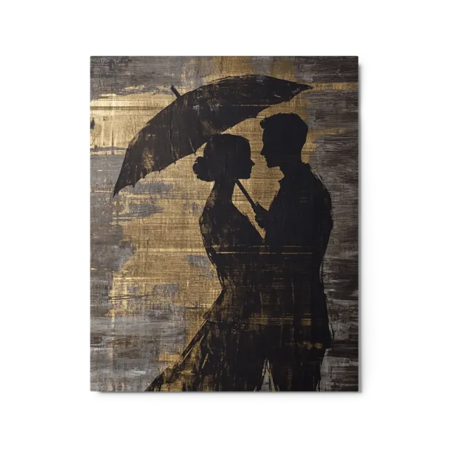 Golden Embrace in the Rain | Art Print