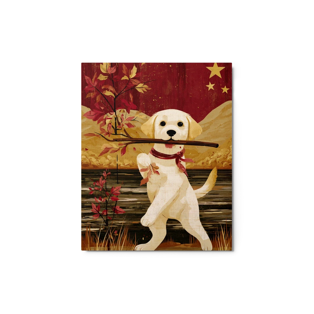 Labrador with Autumn Branch | Art Print