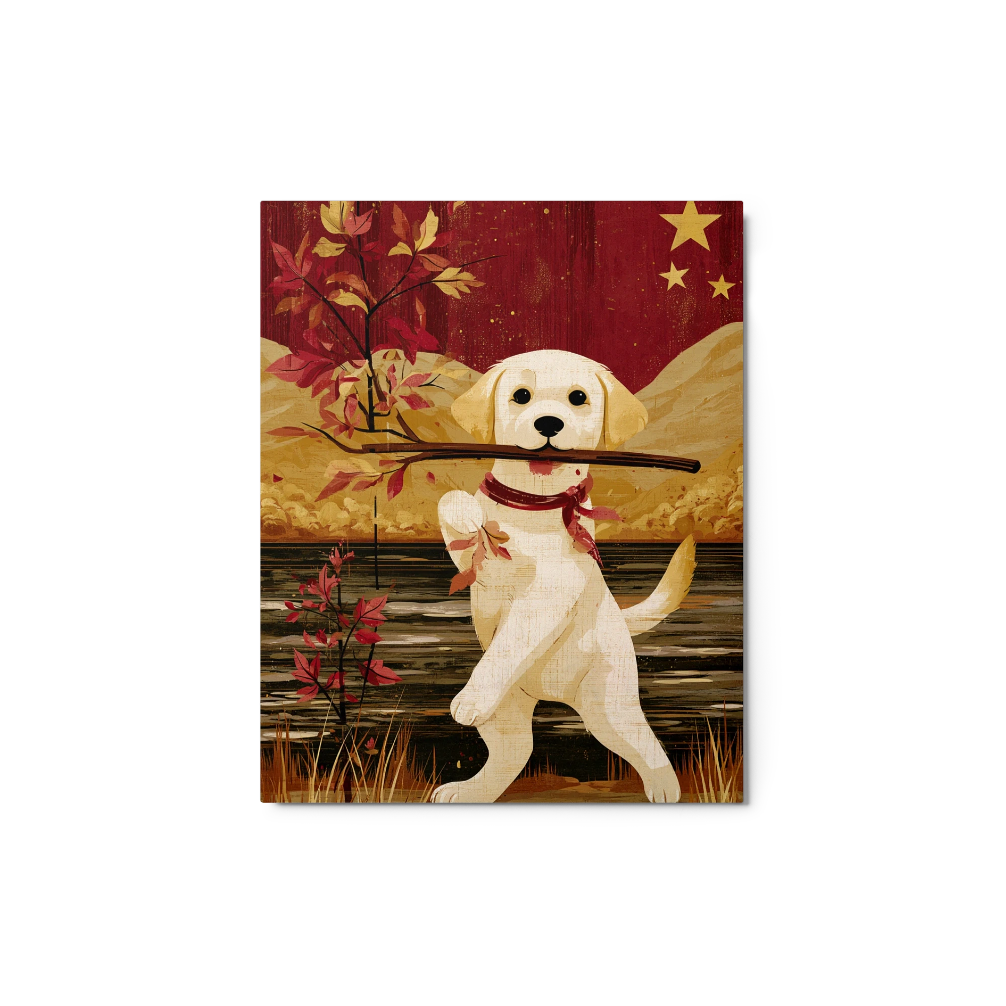 Labrador with Autumn Branch | Art Print