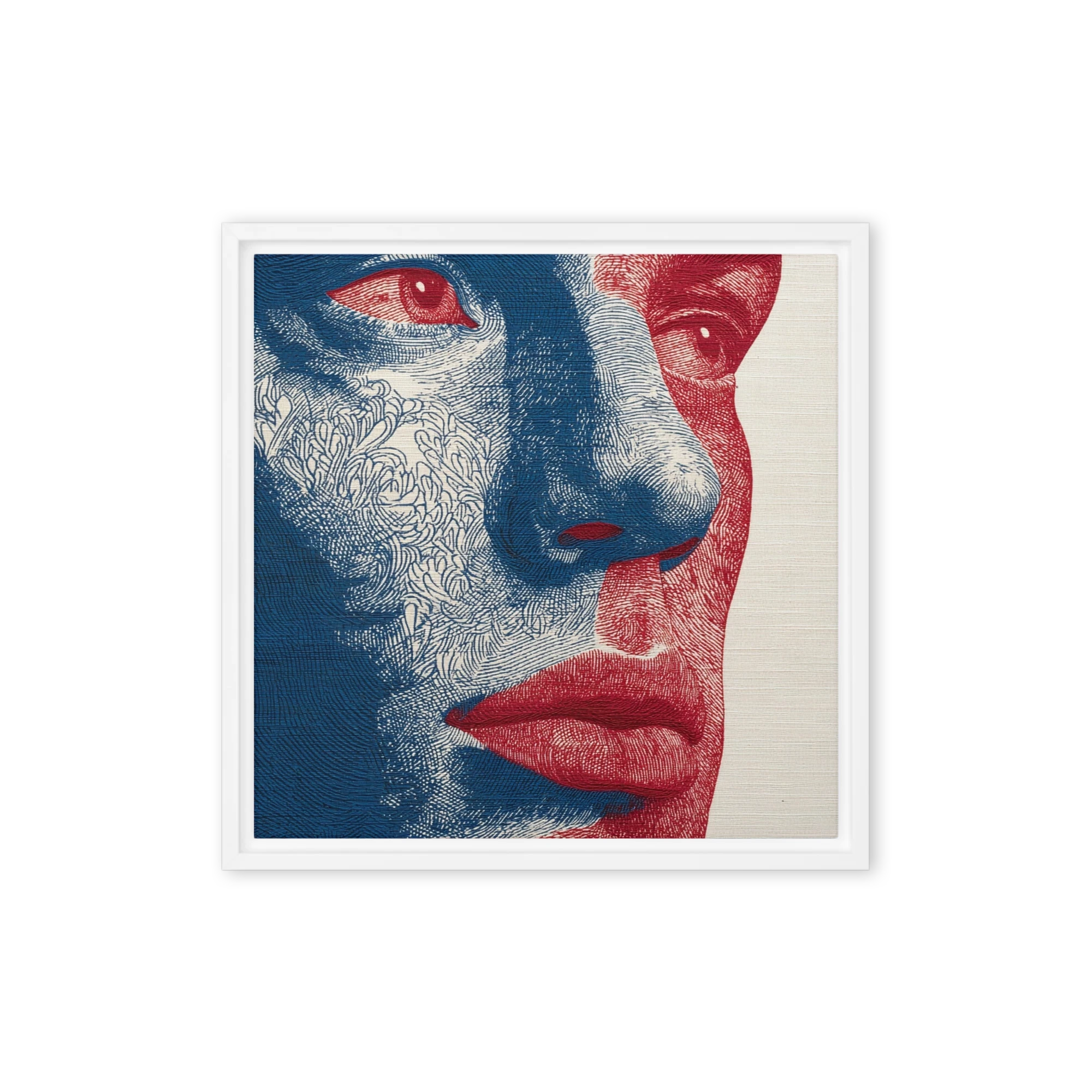 Red and Blue Stitched Portrait
