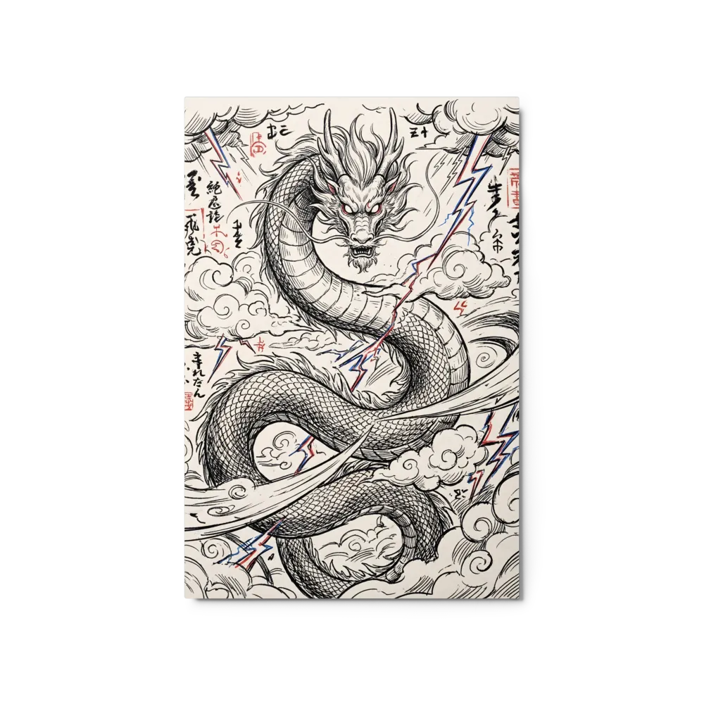 Roaring Dragon in Storm 
 Canvas with White Frame