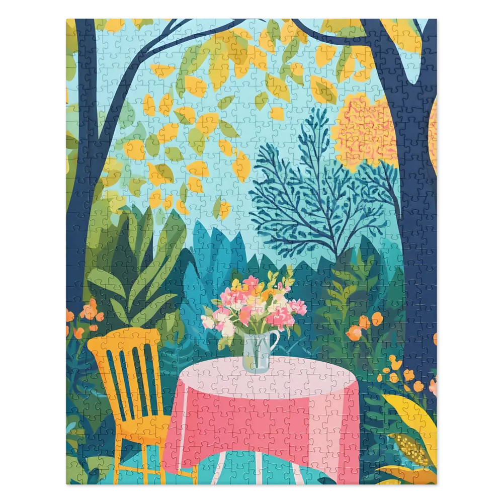 Serene Garden Cafe 
 Jigsaw Puzzle in Tin Box