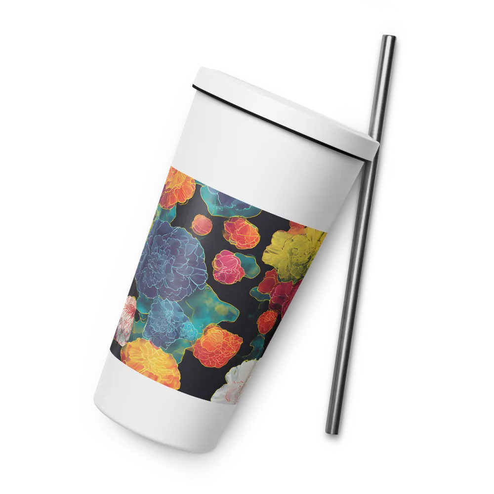 Tapeçaria de peônias néon | Caneca de viagem