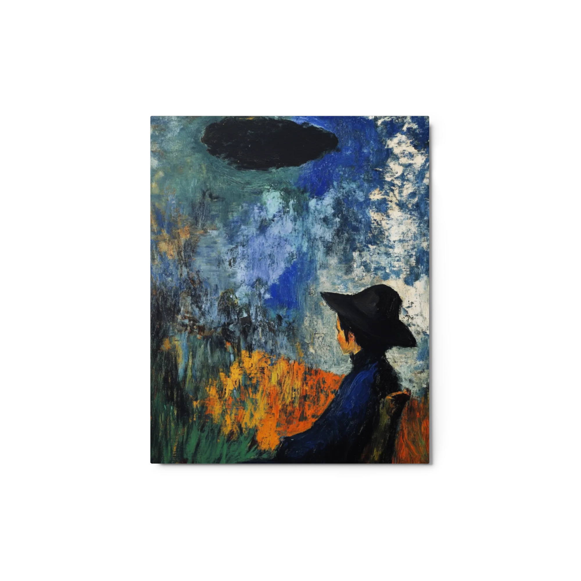 Solitary Figure Gazing at a Dark Sky