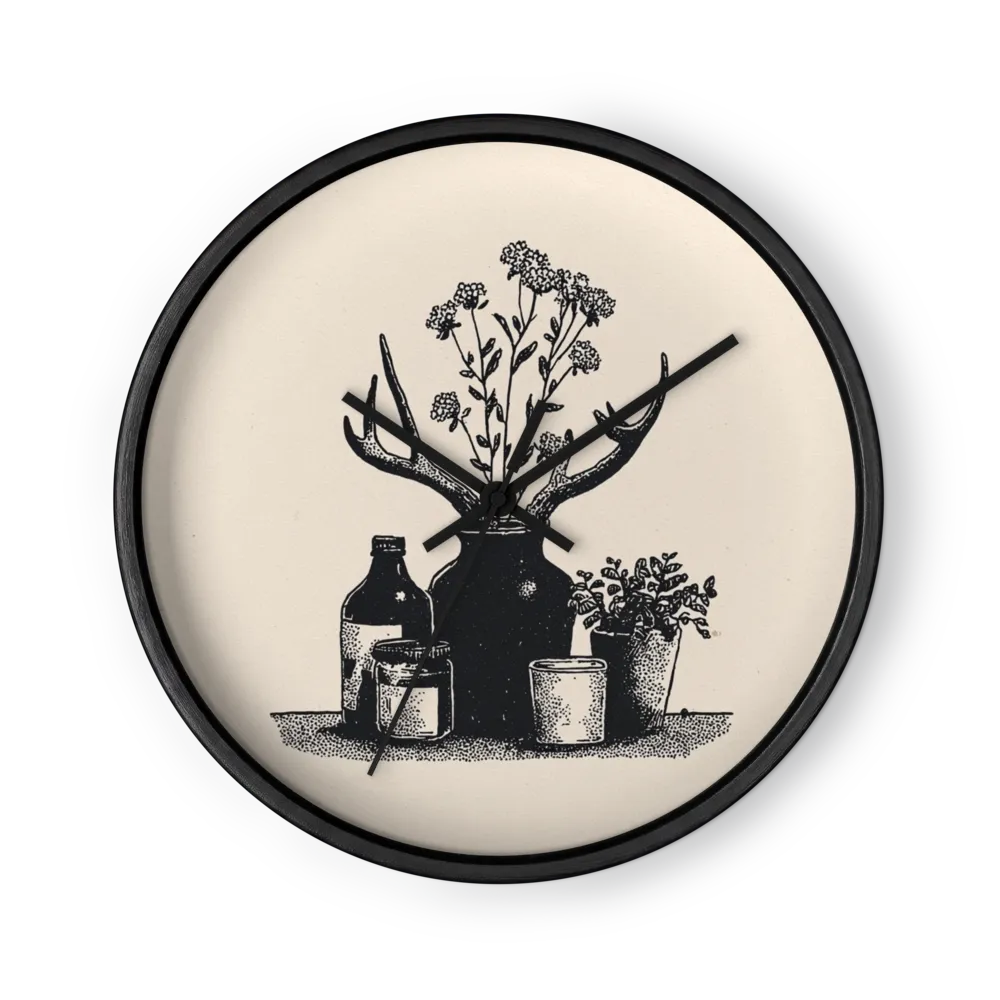 Botanical Antler Still Life | Wall Clock