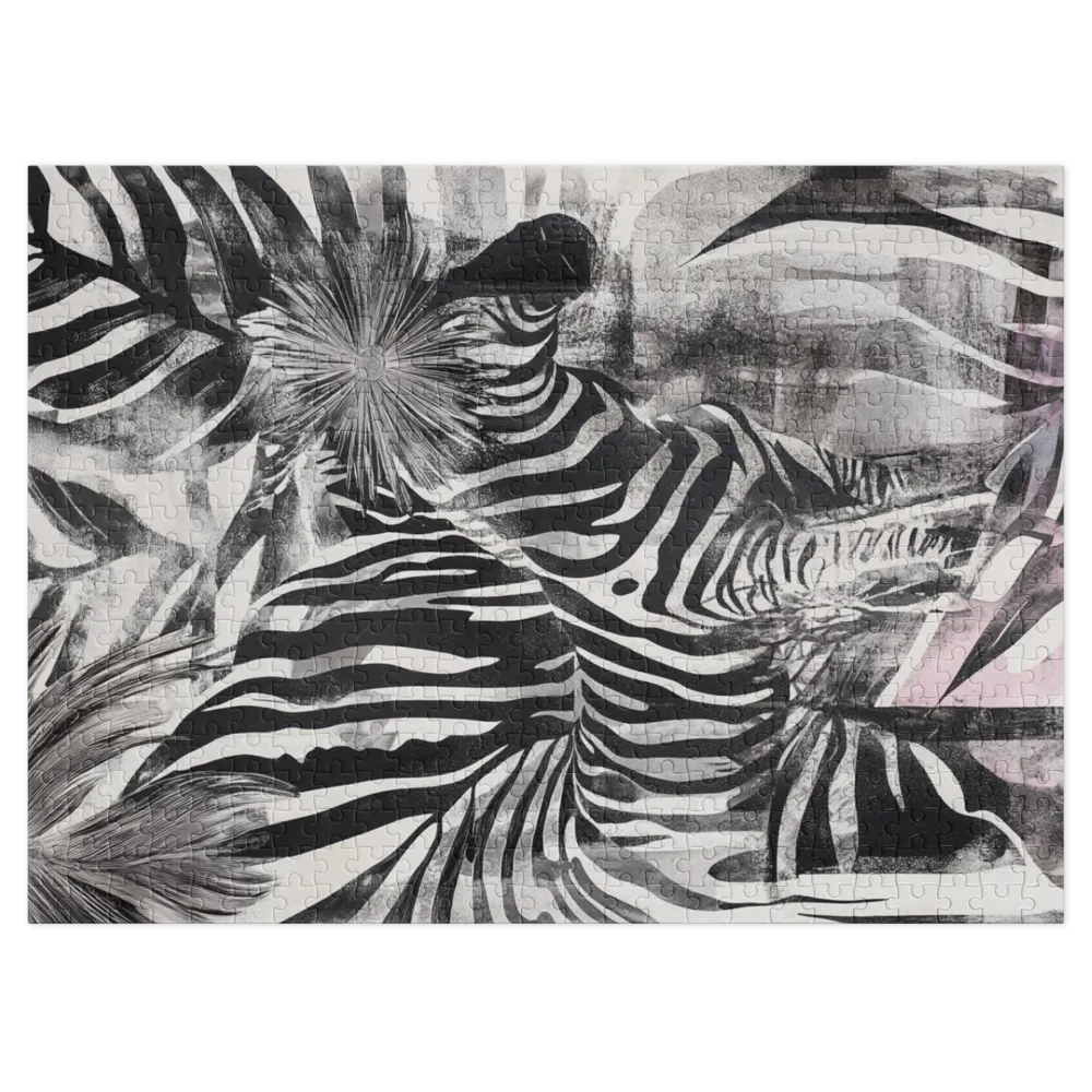 Zebra Folhagem Texturizada 
 Puzzle em caixa de metal