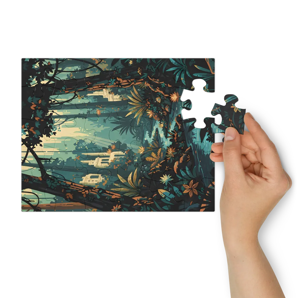 Lost City in the Jungle 
 Jigsaw Puzzle in Tin Box