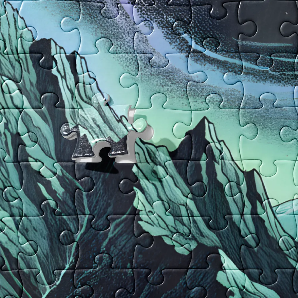 Stippled Mountain Aurora 
 Jigsaw Puzzle in Tin Box