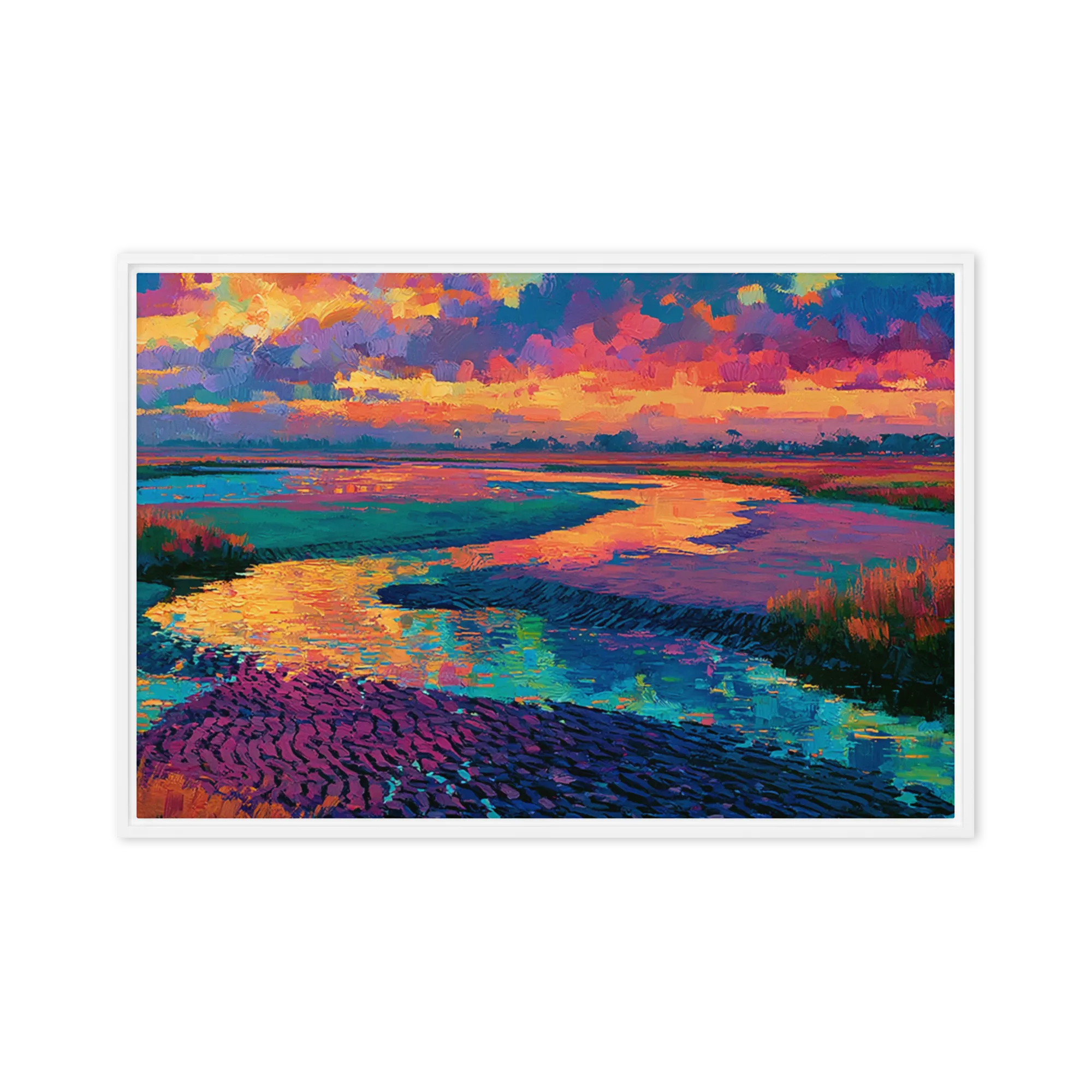 River of Light 
 Canvas with White Frame