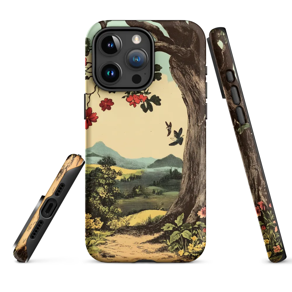 Vintage Landscape with Tree and Flowers | Phone Case
