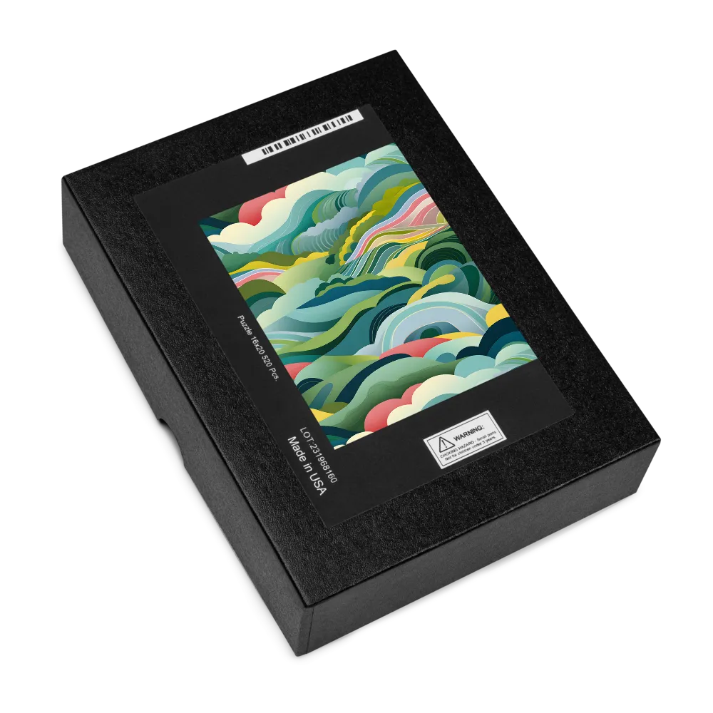 Stylized Wavy Landscape 
 Jigsaw Puzzle in Tin Box