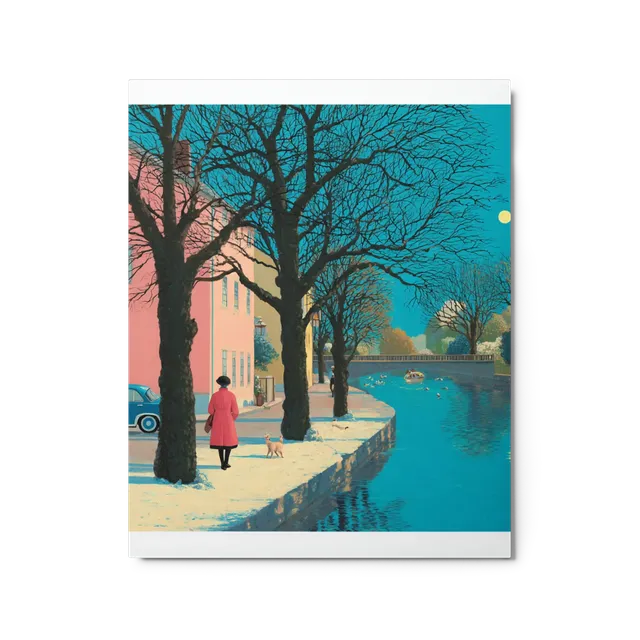 Winter Stroll by the Canal | Art Print