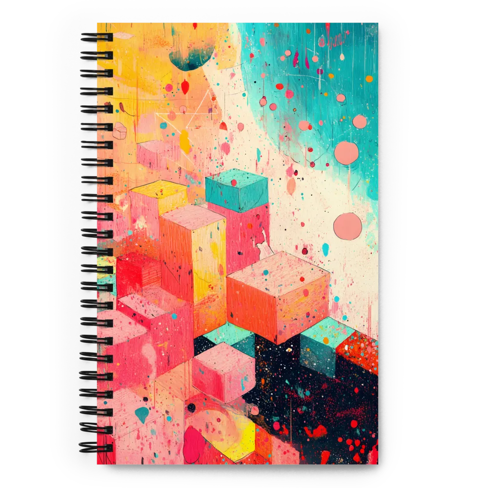 Abstract Cubes in Splattered Colors 
 Spiral Notebook | 140 pages