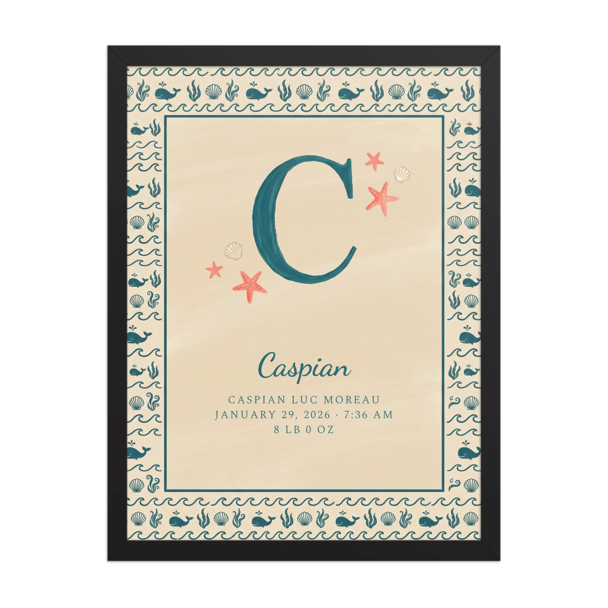 Ocean Initial Nursery Name Art — example