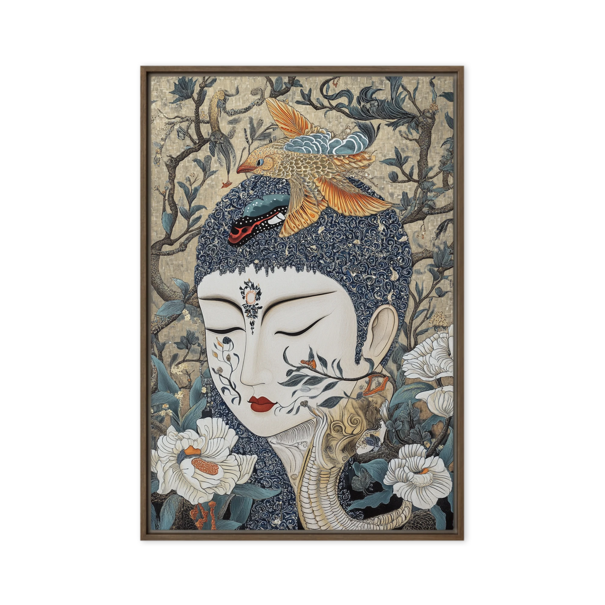 Serene Buddha in Chinoiserie Garden | Art Print