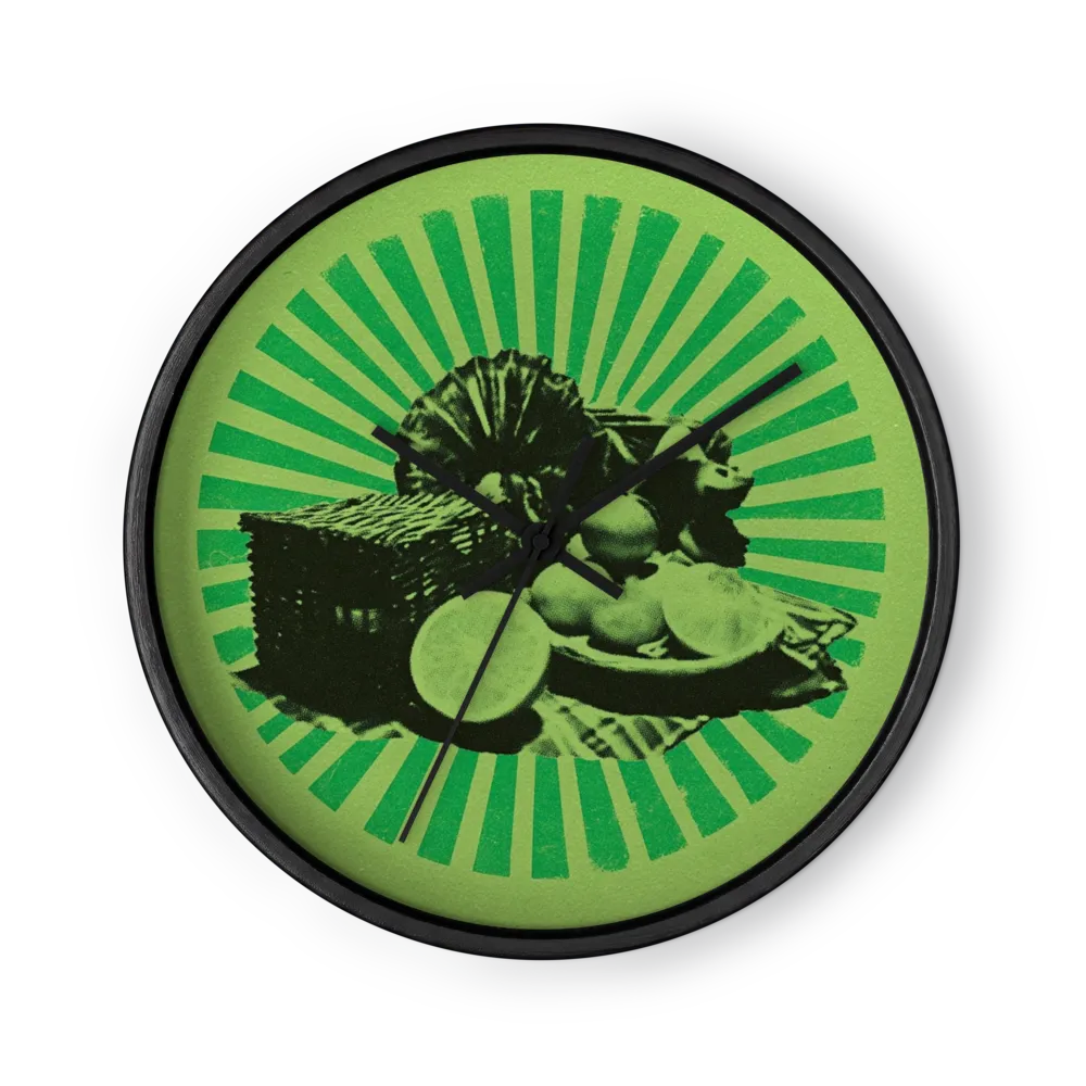 Green Sunburst Still Life | Wall Clock