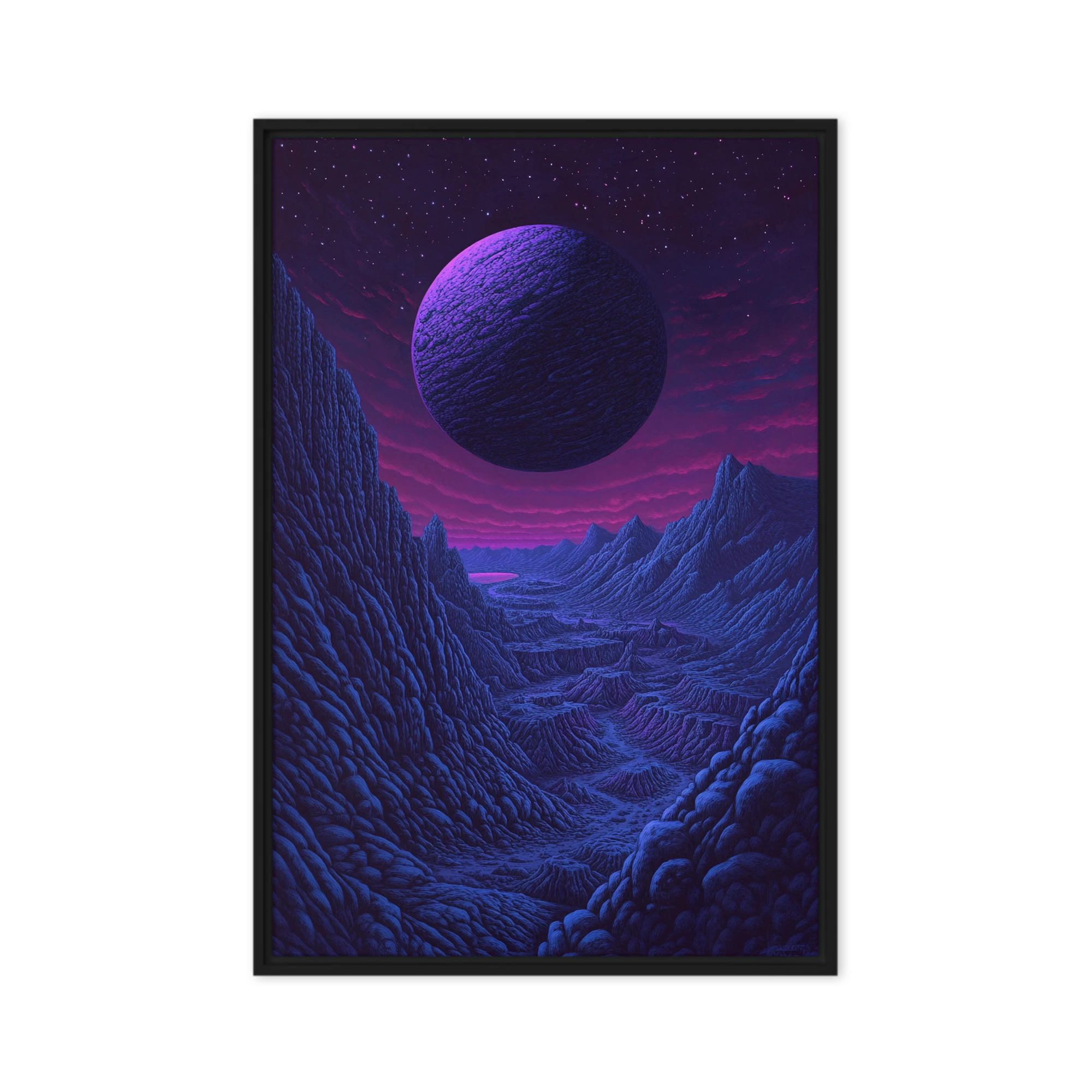 Surreal Landscape with Purple Planet