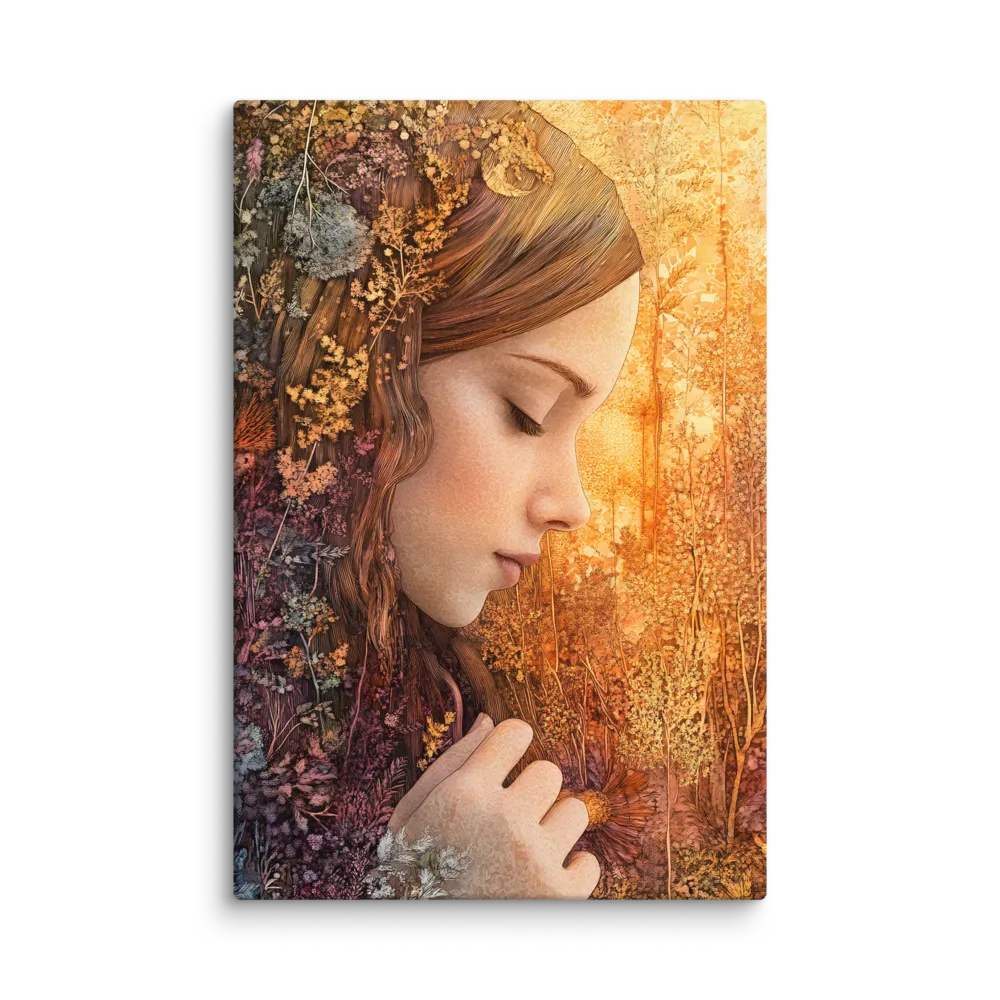 Serene Floral Embrace 
 Metal Print | 20″x 30″