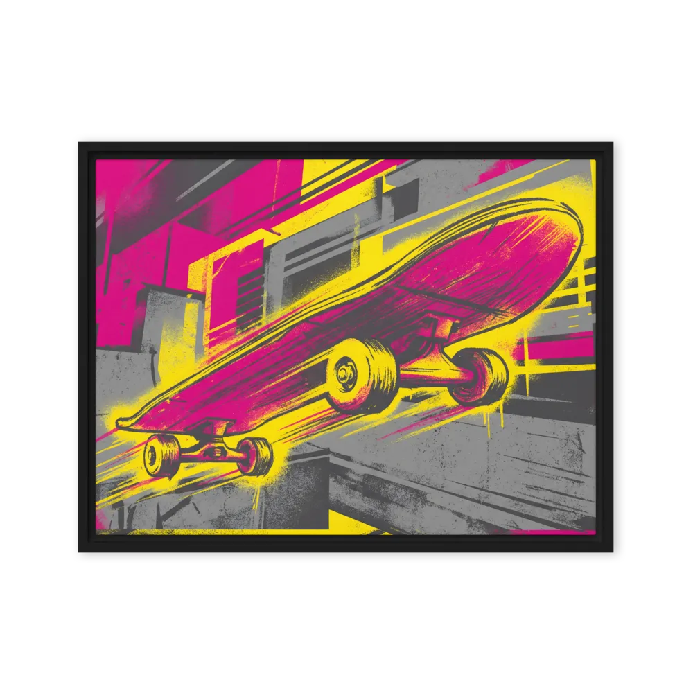 Dynamic Skateboard Street Art 
 Poster with Red oak Frame | 12″x 18″