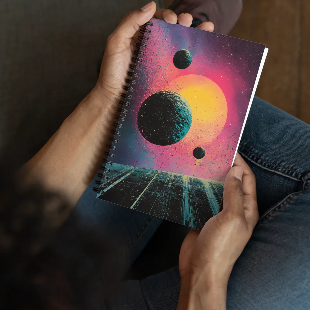 Retrofuturistic Cosmic Spray Art 
 Spiral Notebook | 140 pages