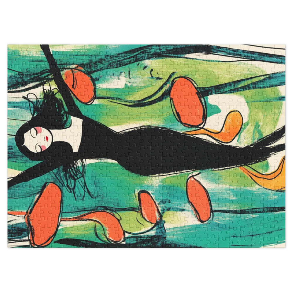 Modern Female Figure with Abstract Shapes | Jigsaw Puzzle (252/520 pieces)
