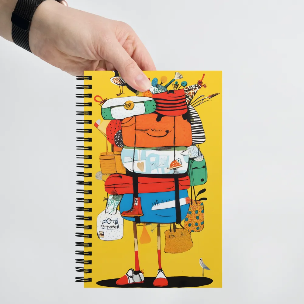 Whimsical Stacked Traveler 
 Spiral Notebook | 140 pages