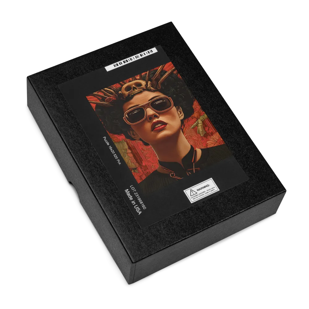Woman with Skull Headdress 
 Jigsaw Puzzle in Tin Box