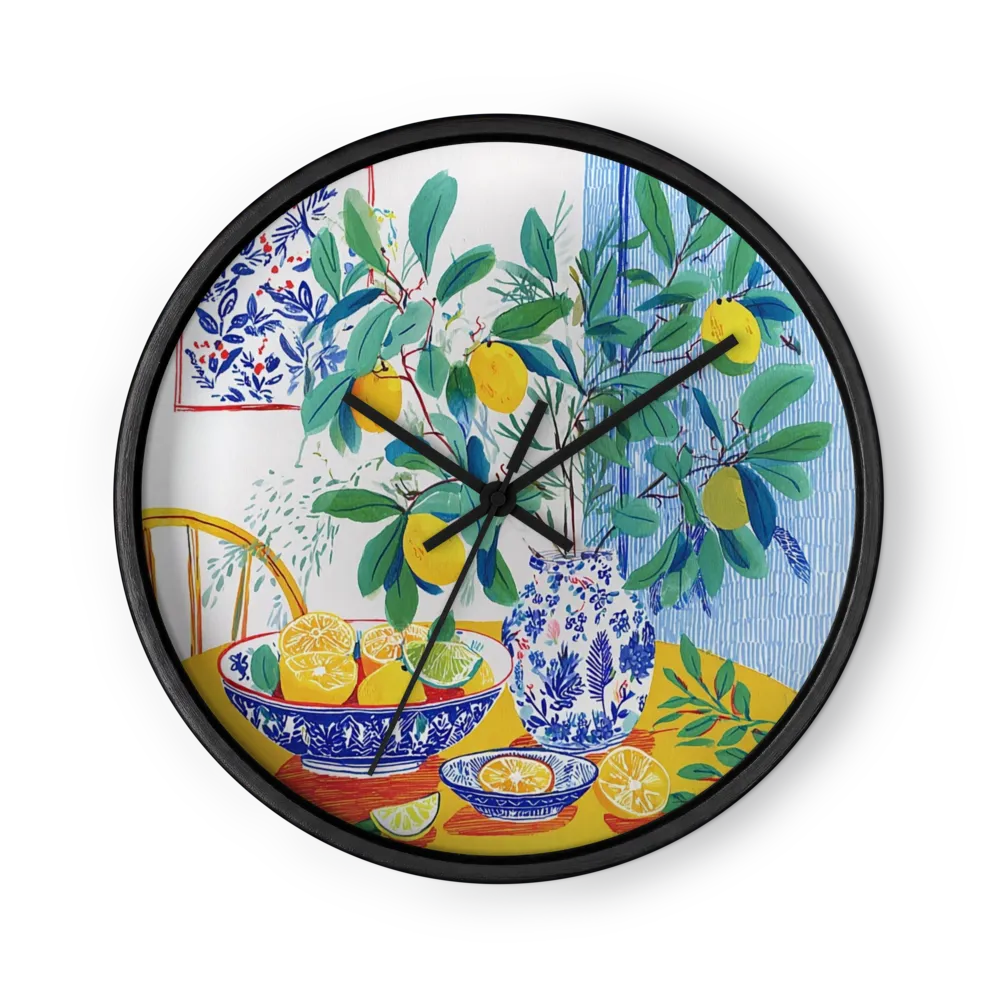 Lemons on Yellow Table | Wall Clock
