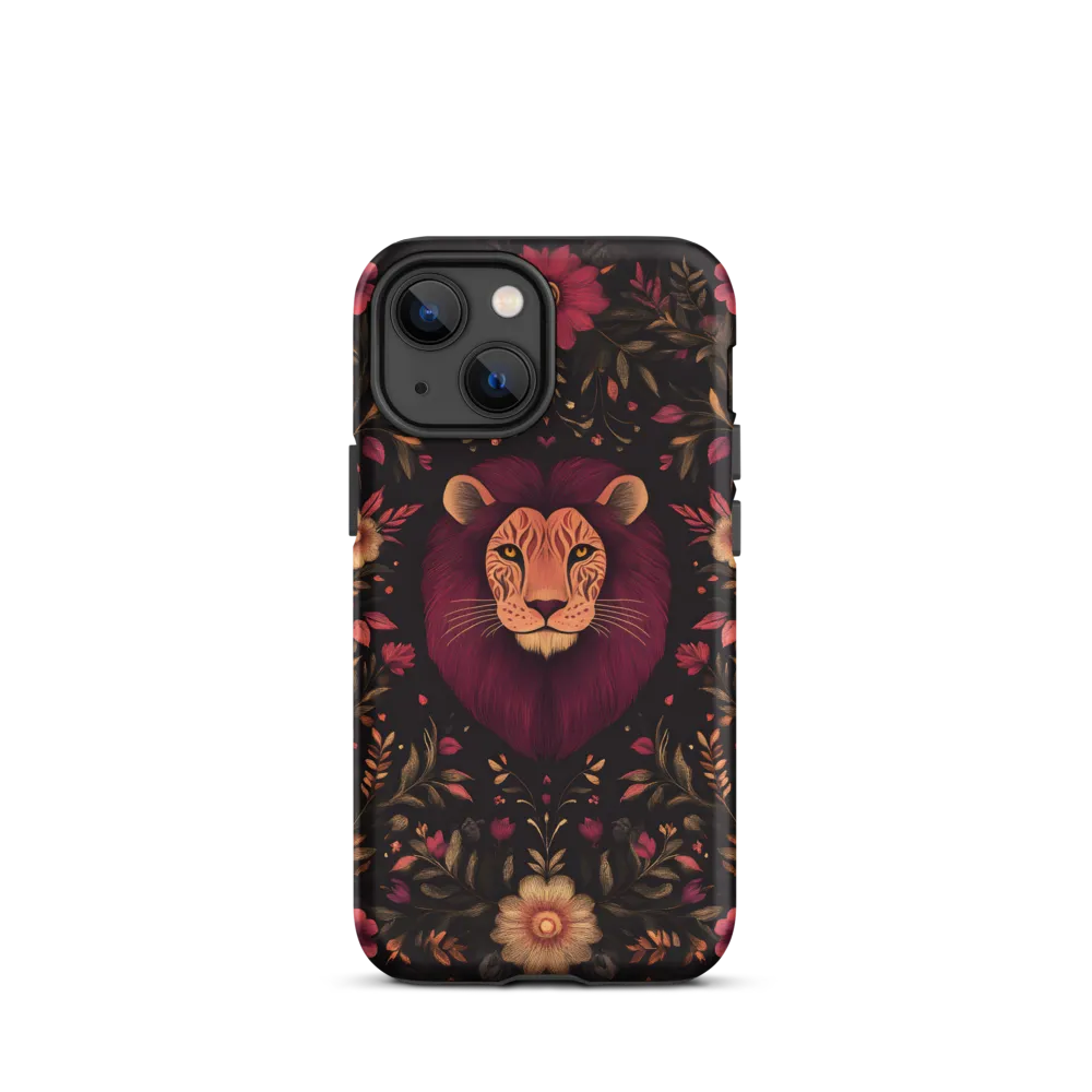 Illustrated Lion Surrounded by Flowers | Phone Case