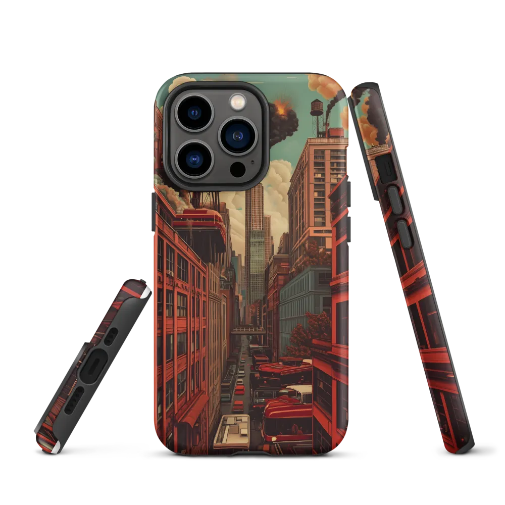 Surreal Cityscape with Explosions | Phone Case