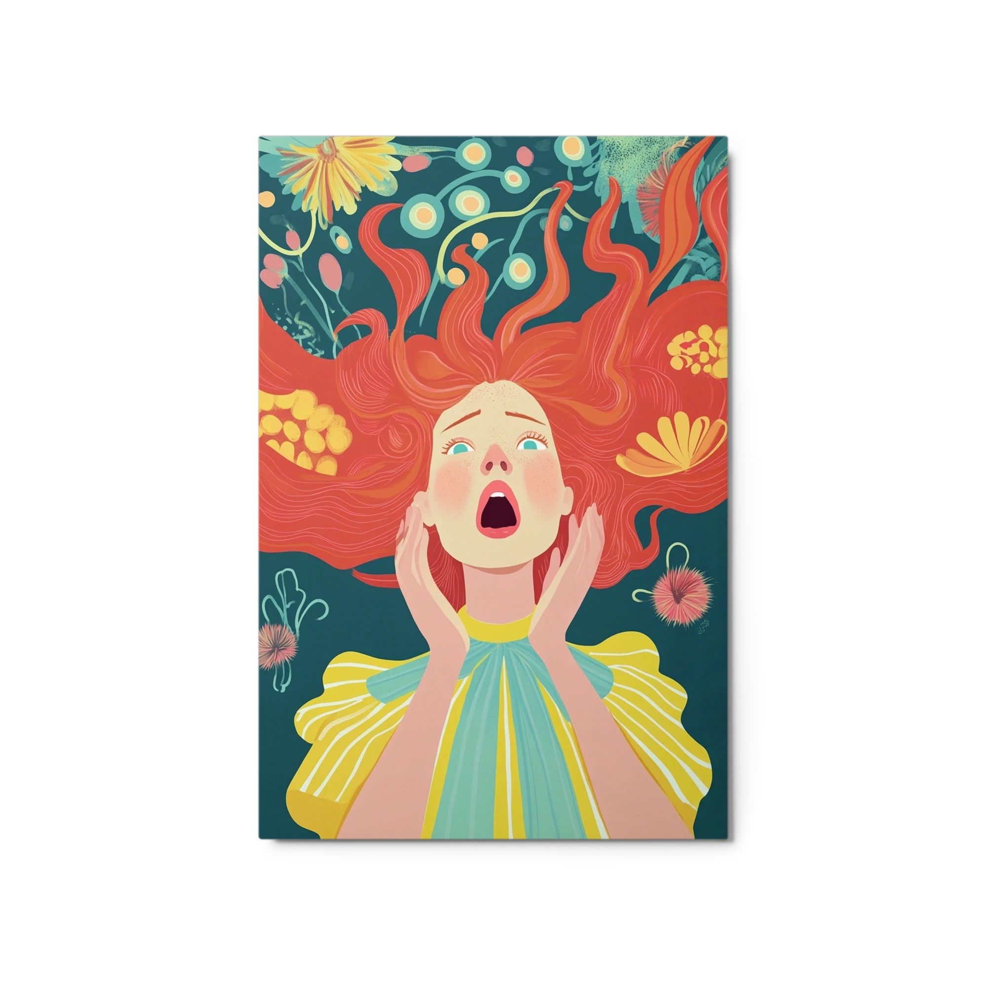 Red-Haired Woman Surrounded by Flora
