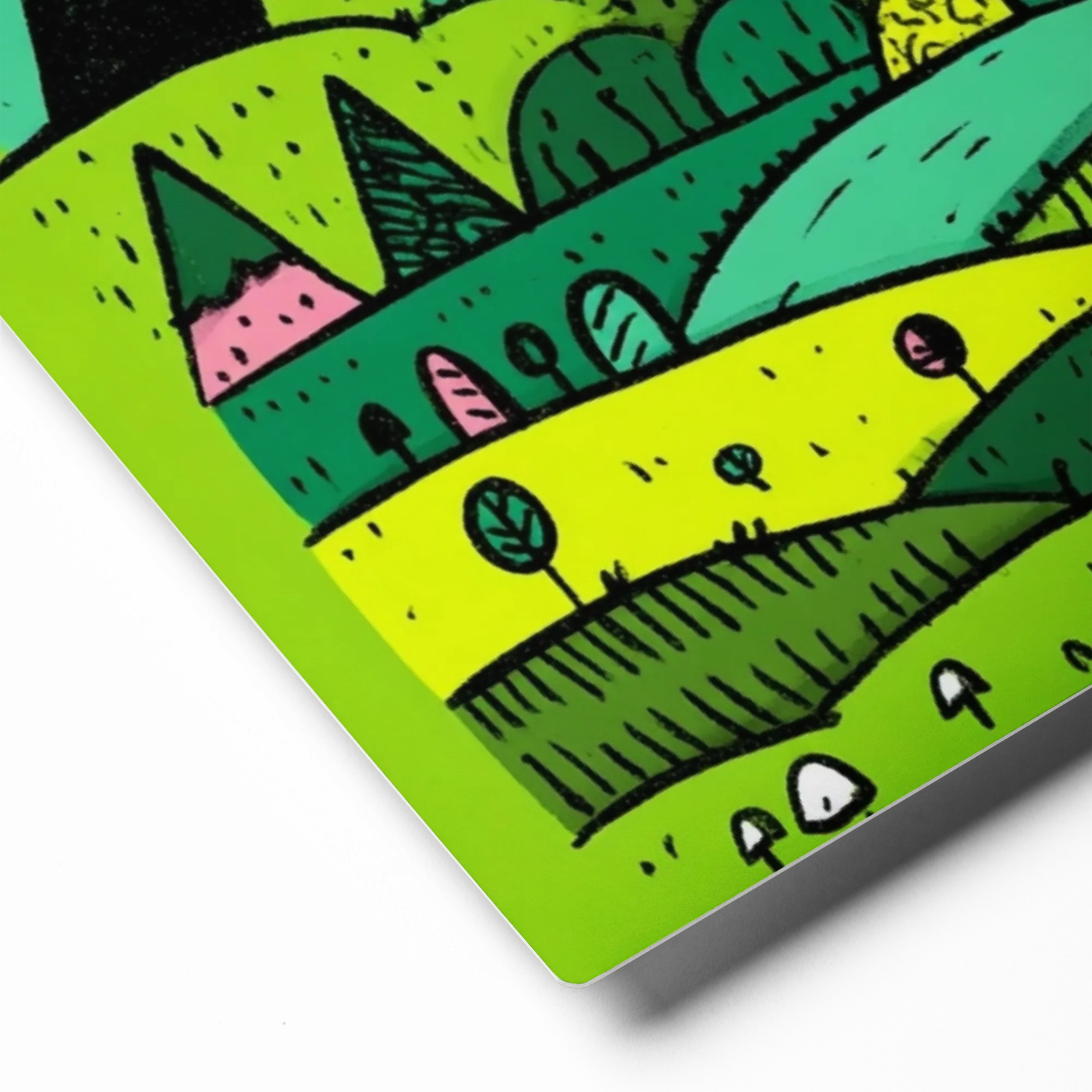 Whimsical Green Valley 
 Poster with Black Frame | 12″x 12″