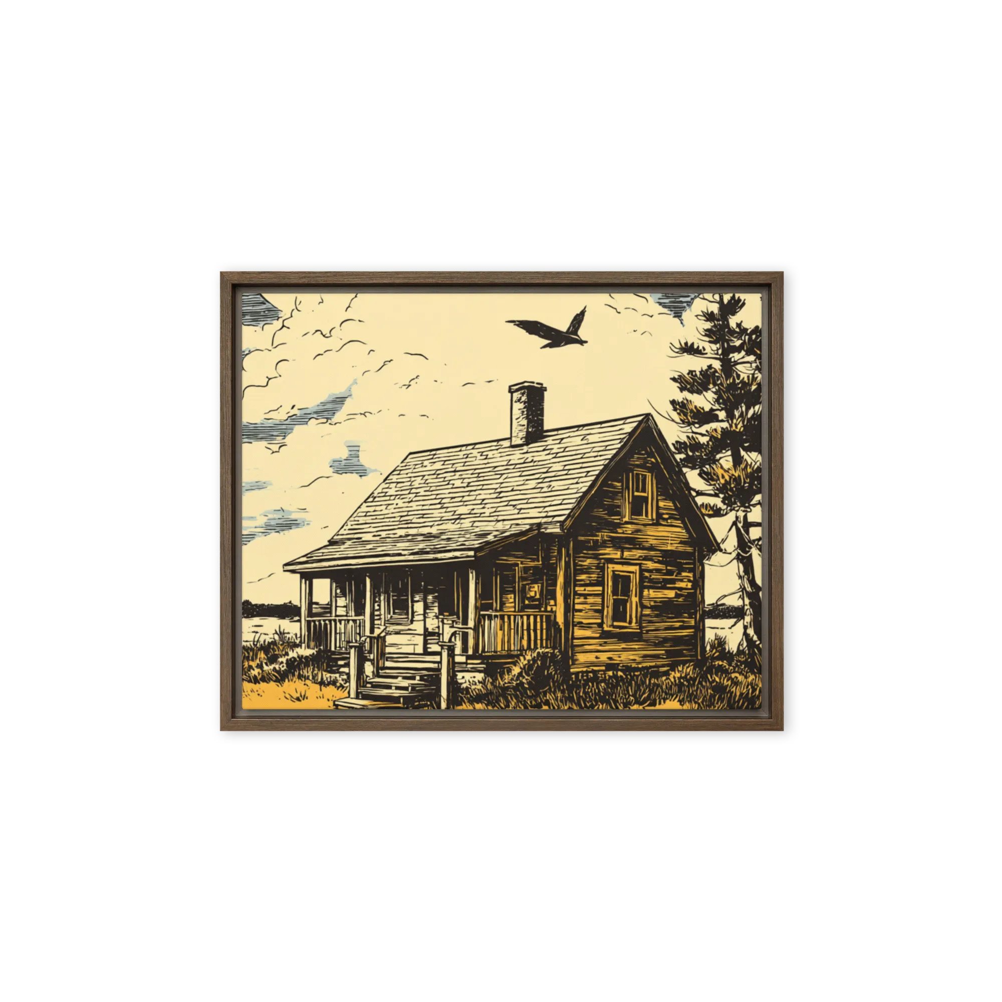Lakeside Solitude 
 Poster with White Frame | 16″x 16″