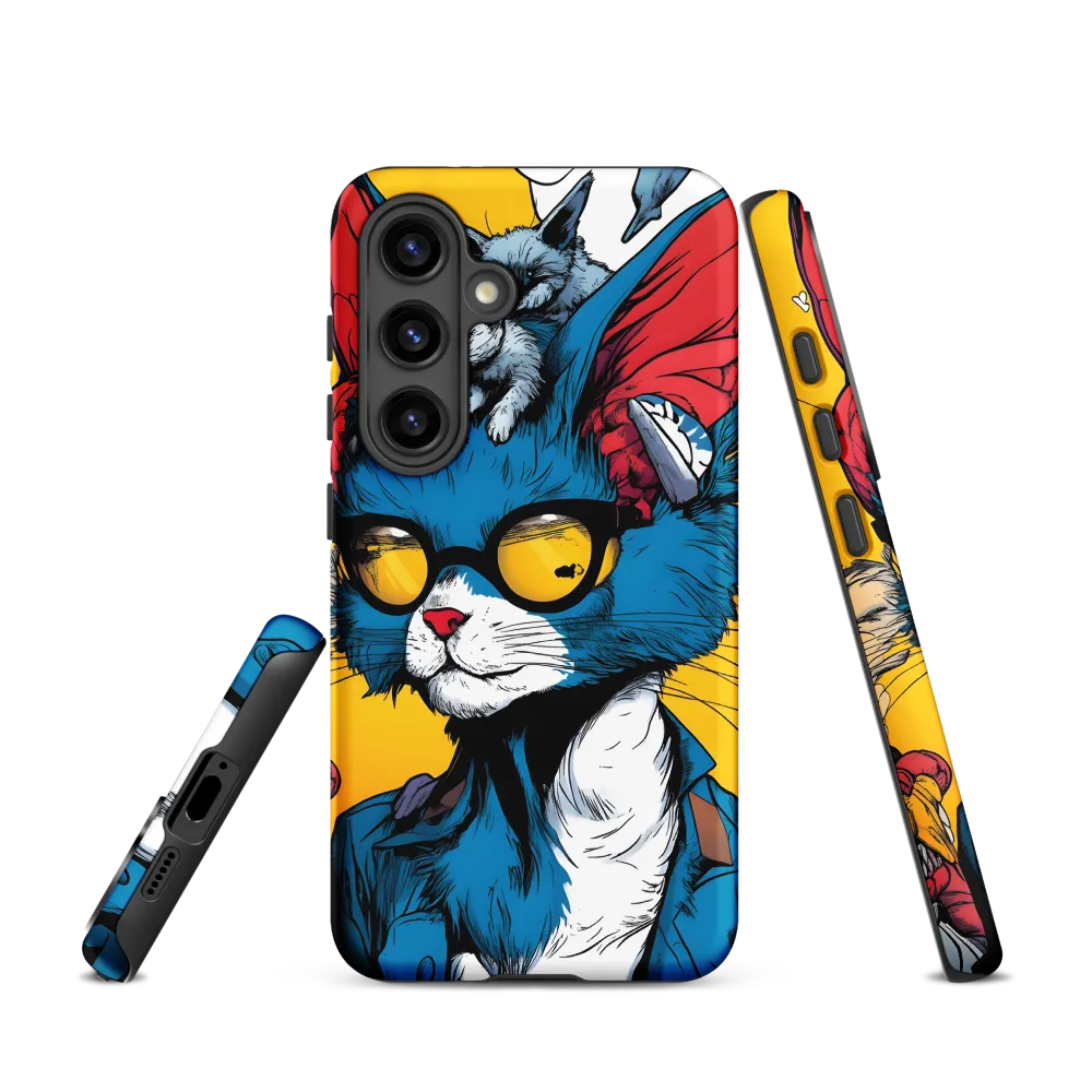 Stylized Blue Cat Illustration | Phone Case