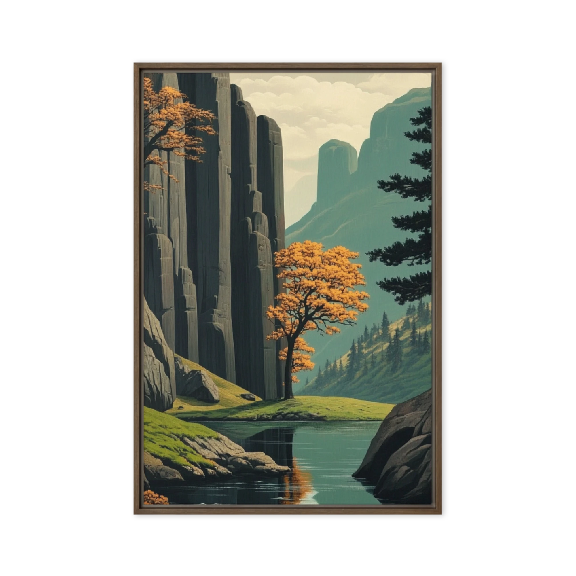 Tranquil Landscape with Autumn Tree