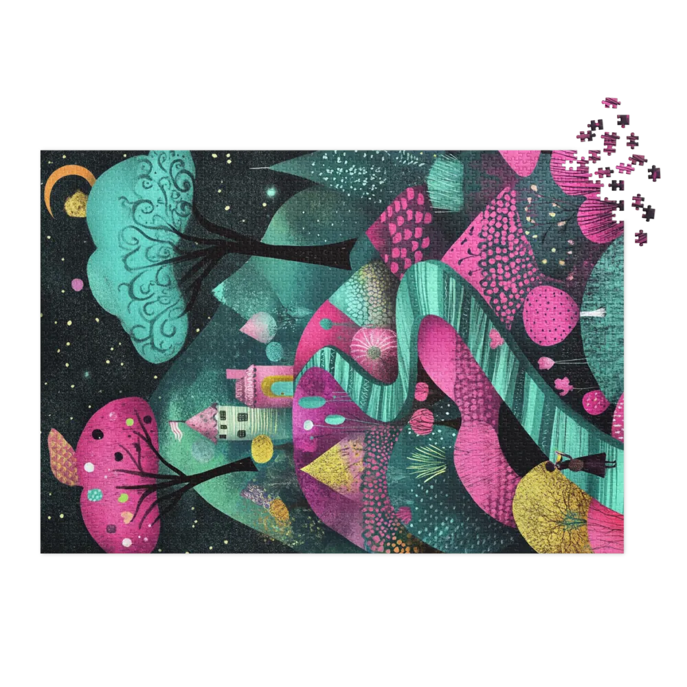 Whimsical Village Journey 
 Jigsaw Puzzle in Tin Box