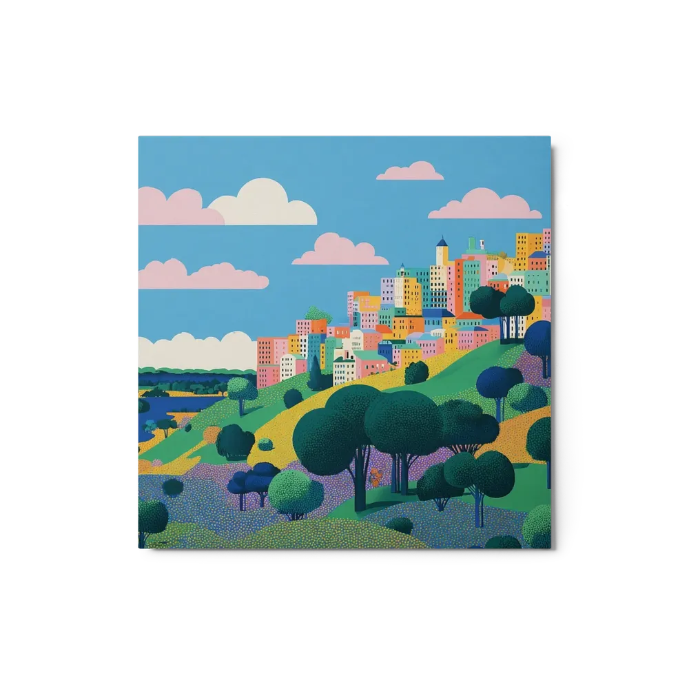 Pastel Hillside Village | Art Print