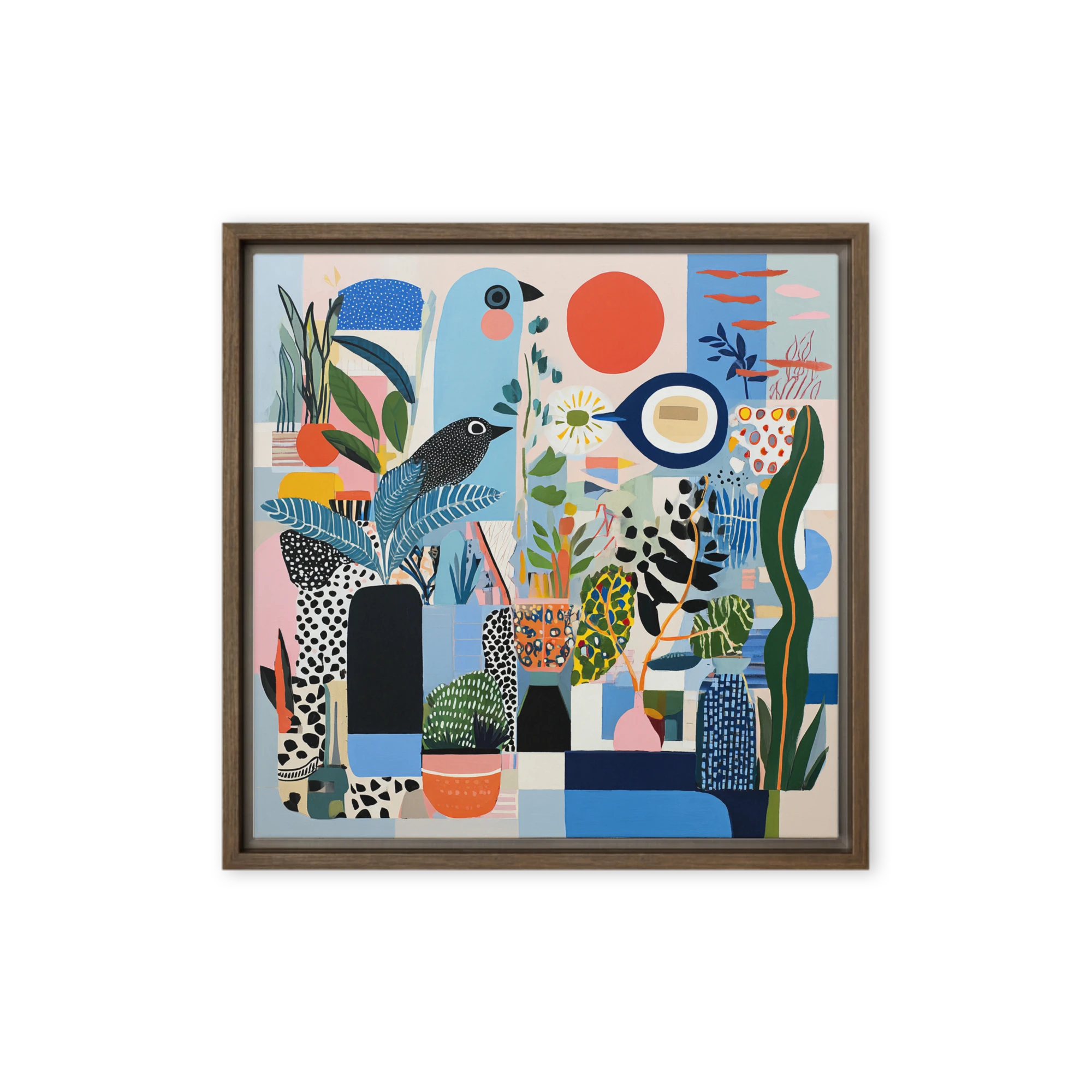 Tropical Birds and Botanical Collage | Art Print