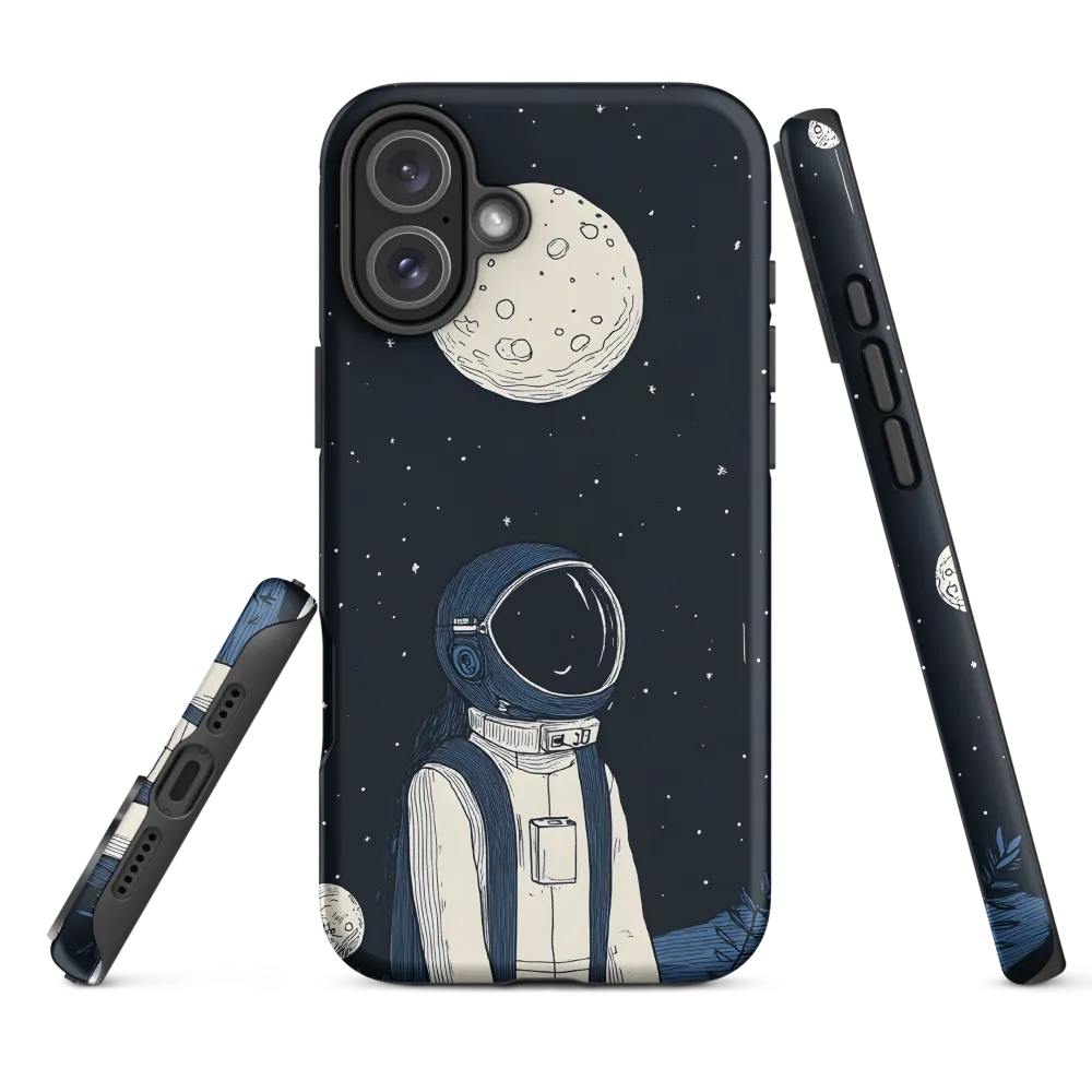 Astronaut Gazing at Moons