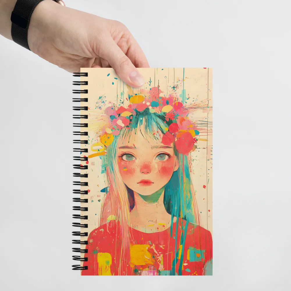 Whimsical Floral Girl Portrait 
 Spiral Notebook | 140 pages