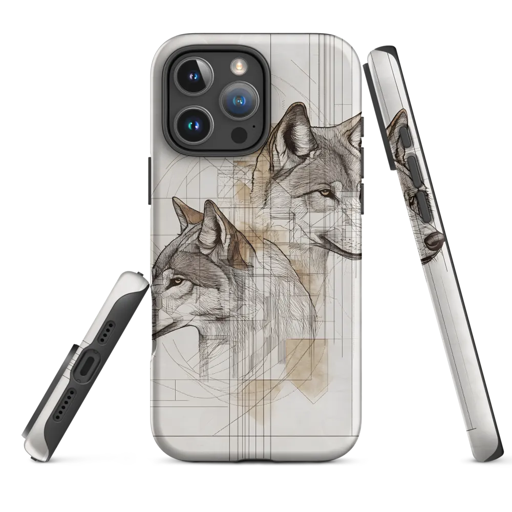 Geometric Wolf Heads Illustration