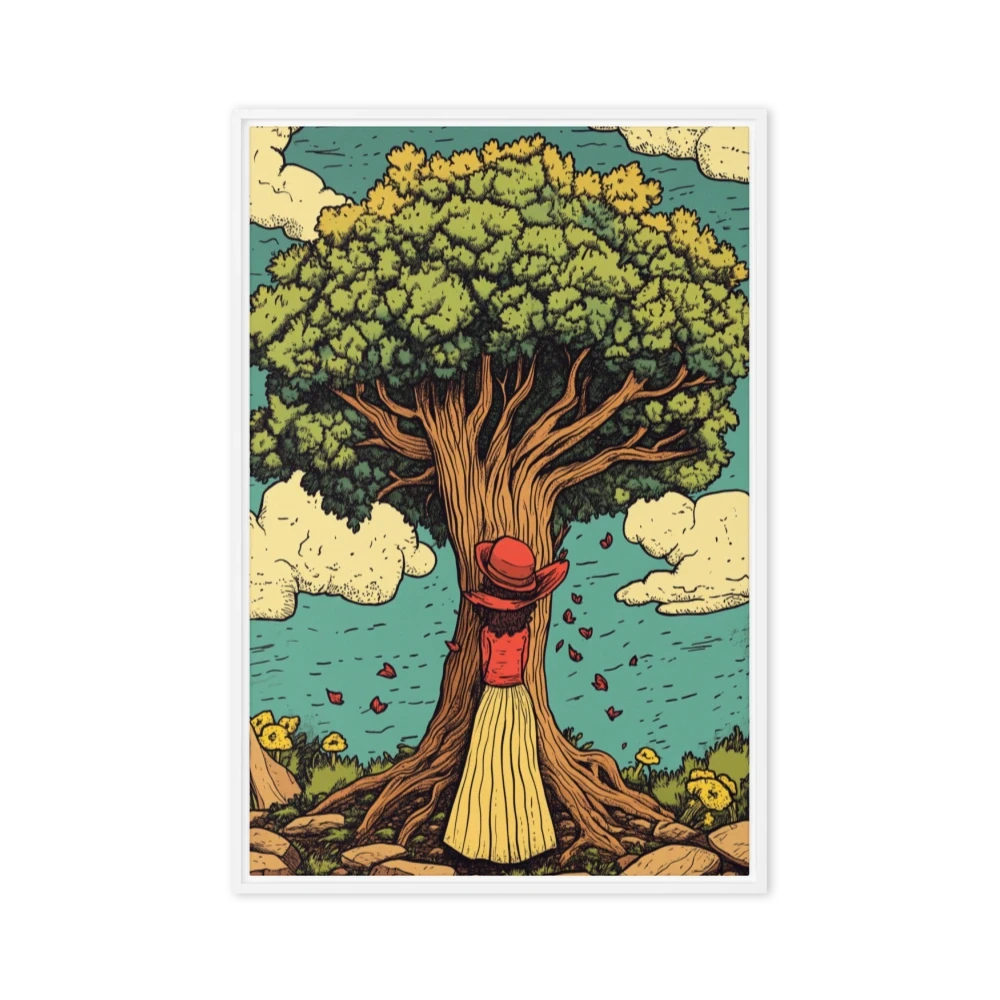Woman Embracing a Tree Illustration